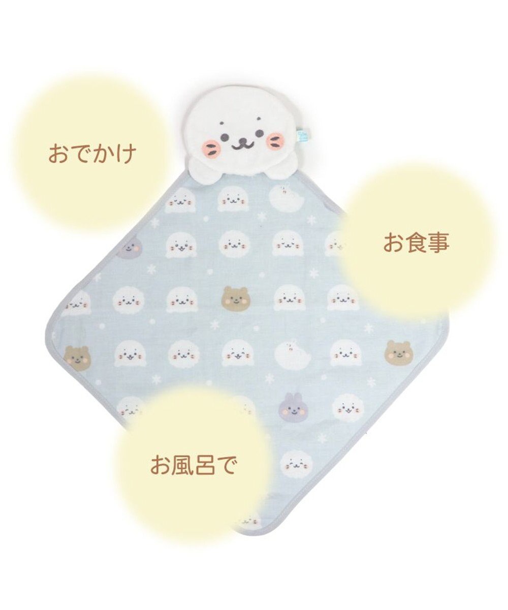 Mother garden しろたん 総柄 ガーゼ マスコット付き ハンドタオル  30cm×30cm 