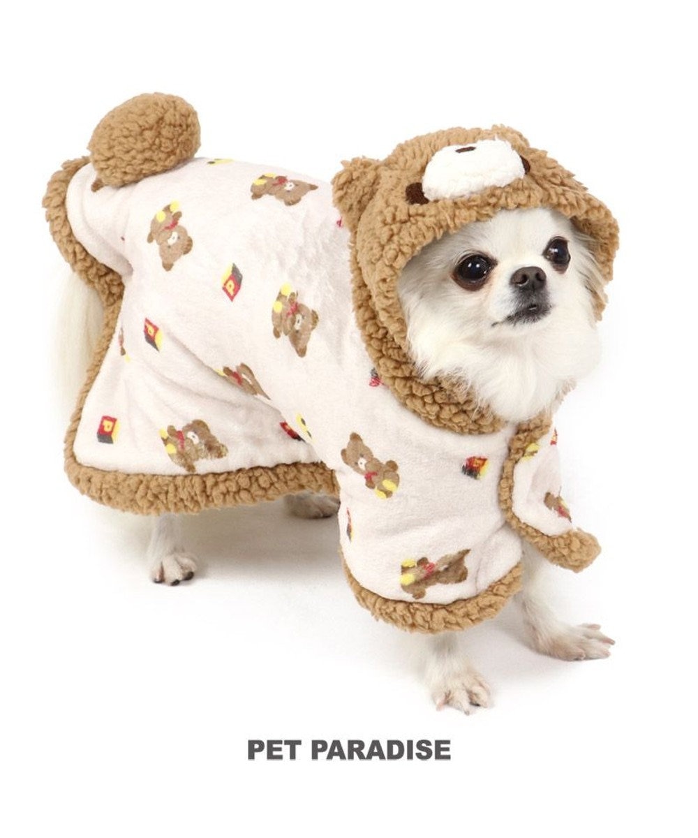 PET PARADISE 犬 服  着る毛布 〔小型犬〕 くま 総柄 熊 クマ ドッグウエア ドッグウェア いぬ イヌ おしゃれ かわいい 暖かい 茶系