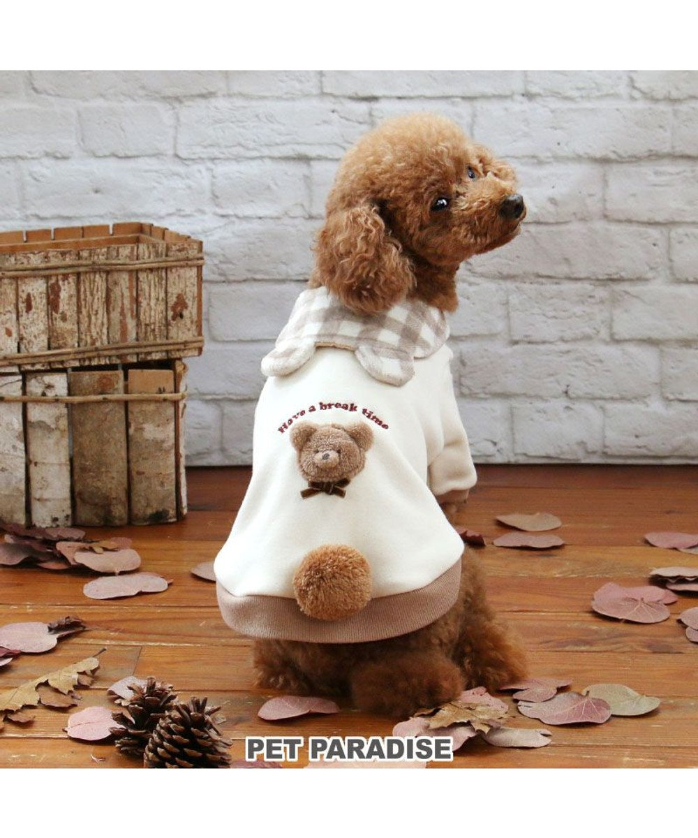 PET PARADISE ペットパラダイス くまちゃん襟トレーナー 襟付き チェック 小型犬 ベージュ