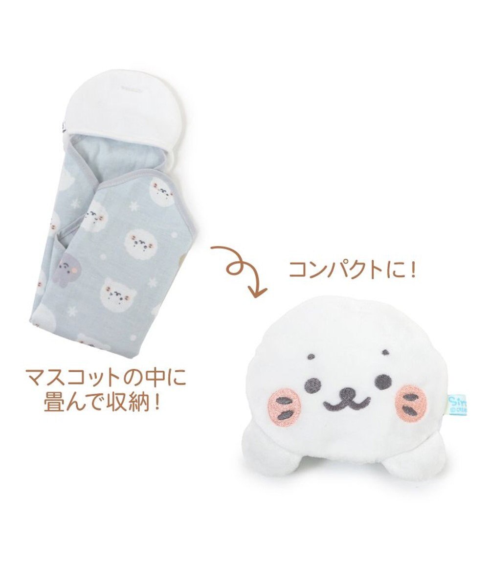 Mother garden しろたん 総柄 ガーゼ マスコット付き ハンドタオル  30cm×30cm 