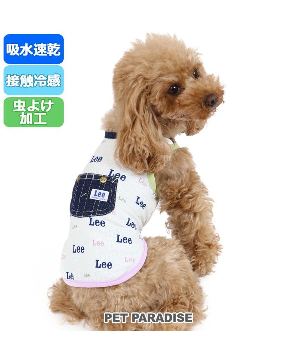 PET PARADISE 犬服 犬 服 ペットパラダイス Ｌｅｅ クール 接触冷感 虫よけ ロゴ総柄 タンクトップ 〔小型犬〕 超小型犬 小型犬 メッシュ ひんやり 夏 涼感 冷却 吸水速乾 クールマックス 水色