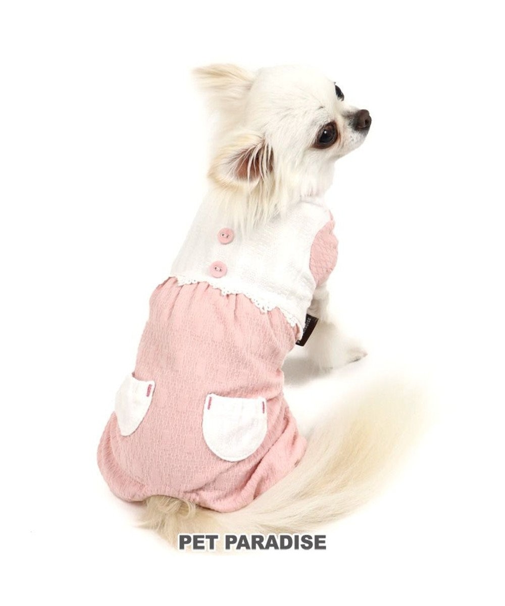 PET PARADISE 犬 服 春夏 ロンパース 〔小型犬〕 切替 桃 ドッグウエア ドッグウェア イヌ おしゃれ かわいい ピンク（淡）