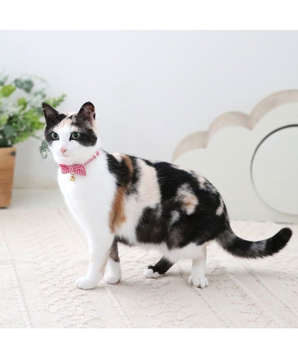 PET PARADISE ペットパラダイス 猫 首輪 ギンガムチェック 《レッド》 小サイズ/中サイズ 