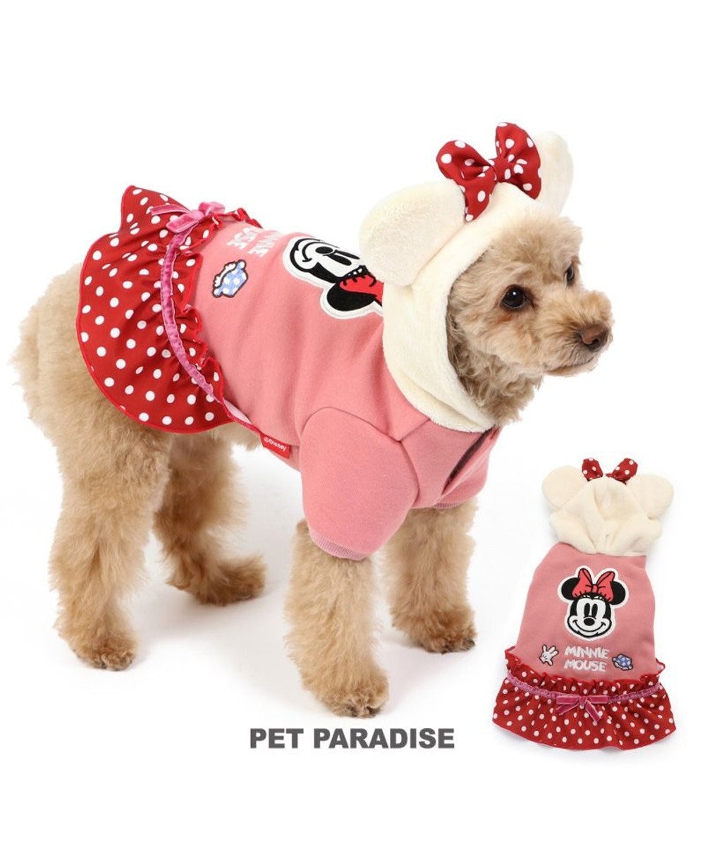 PET PARADISE 犬 服 秋冬 ディズニー ミニーマウス パーカー 【小型犬】 ふわふわ 赤
