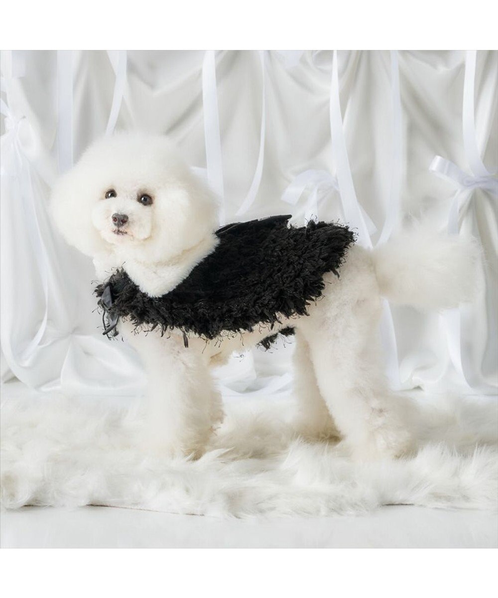 PET PARADISE cherircouture ドットリボン ポンチョ 《ブラック》 小型犬 