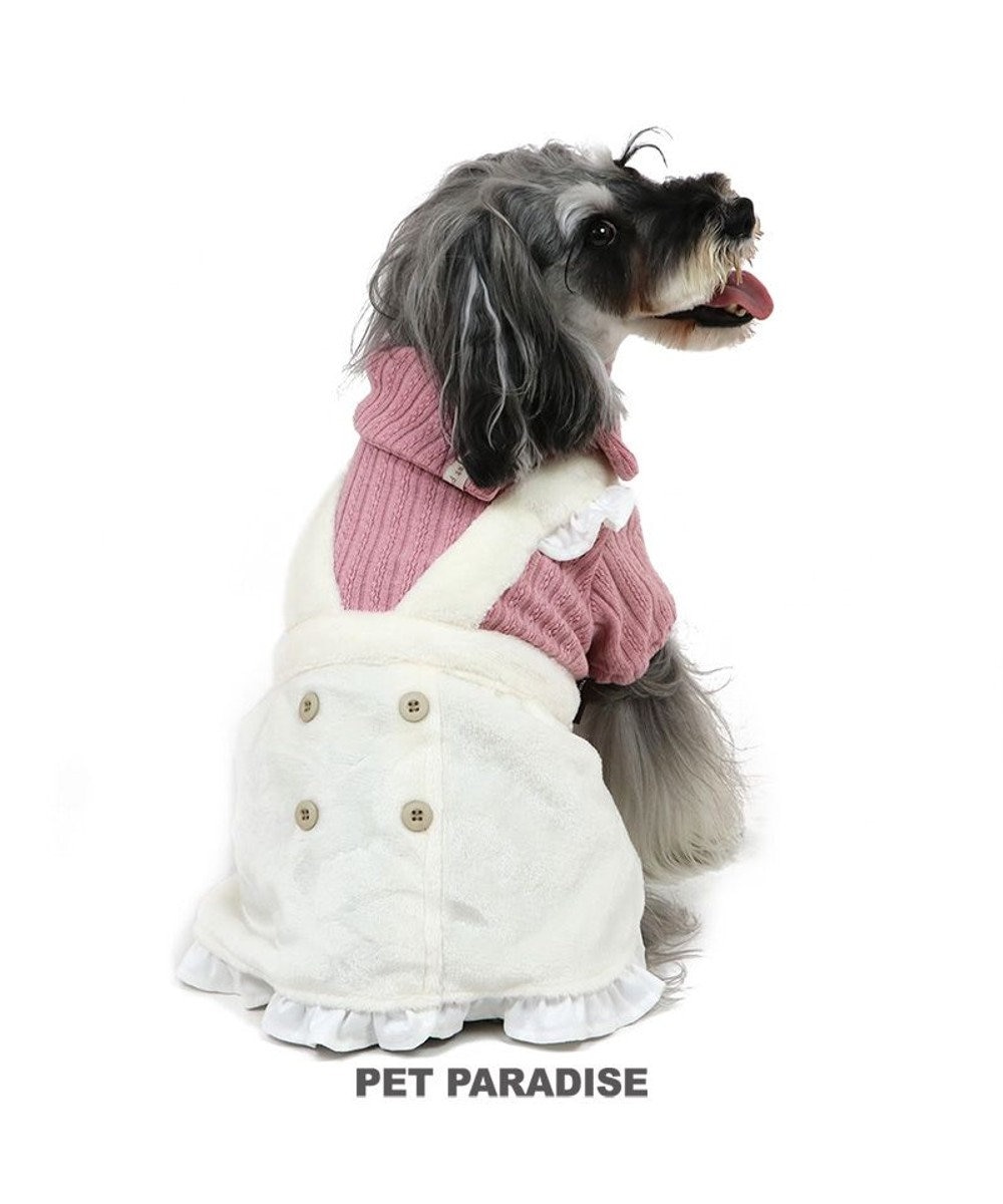 PET PARADISE 犬 服 スカートつなぎ 【小型犬】 ニット ボア ピンク（淡）