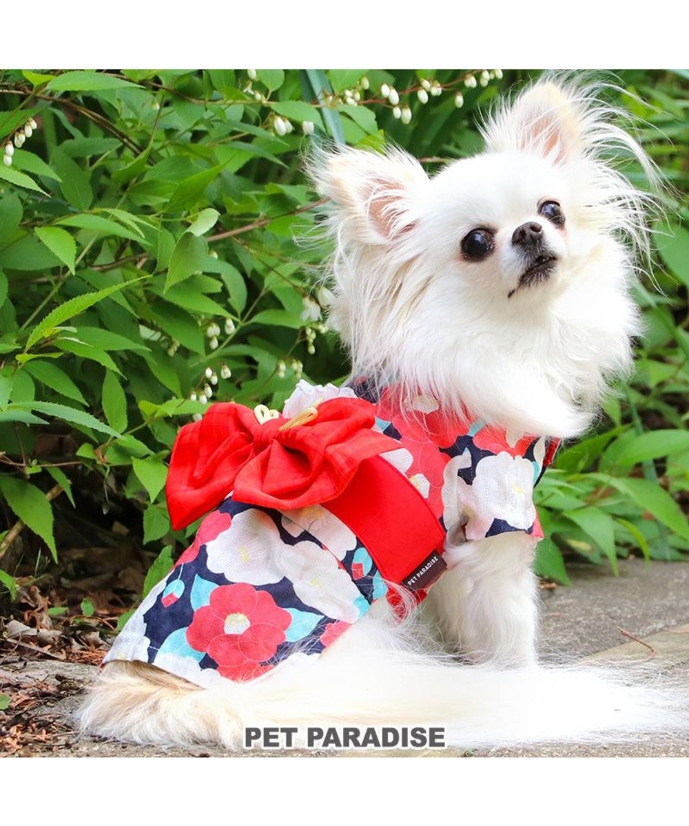PET PARADISE 犬の服 夏 犬服 浴衣 椿柄 赤  【小型犬】 赤