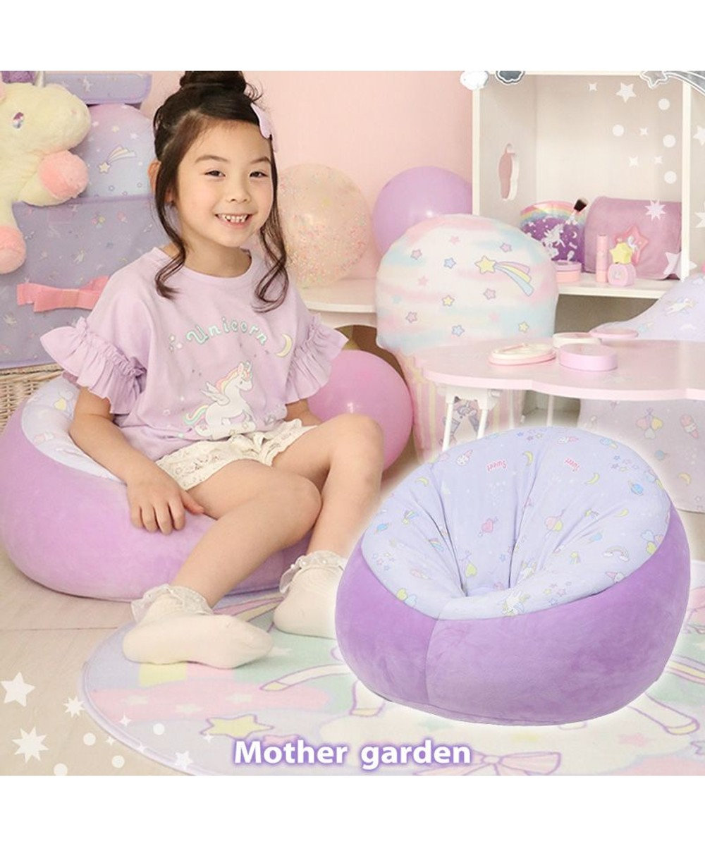 Mother garden マザーガーデン ユニコーン クッション 丸型 紫