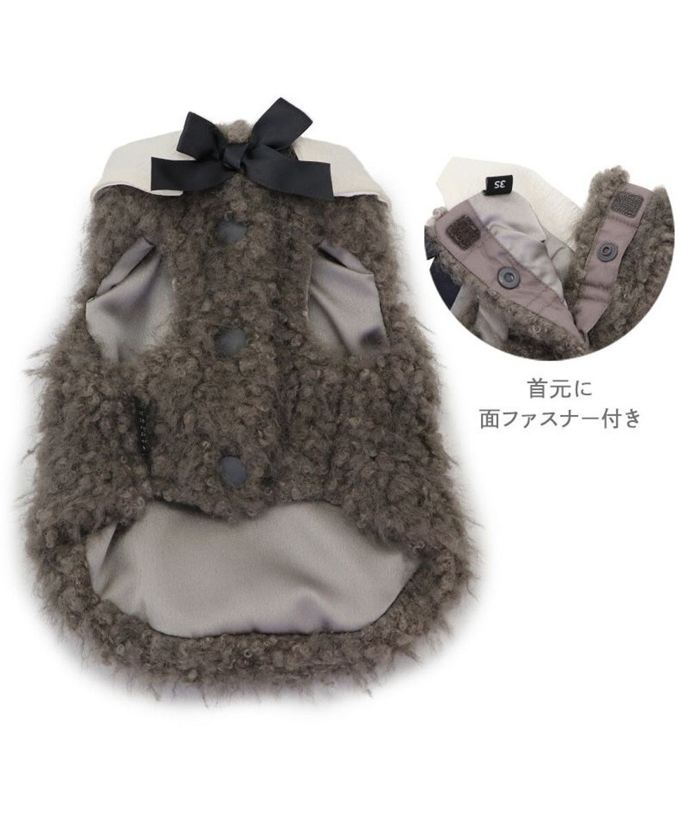 PET PARADISE cherircouture メニーリボンファーベスト 《グレー》 小型犬 