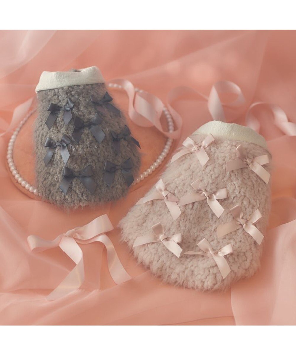 PET PARADISE cherircouture メニーリボンファーベスト 《グレー》 小型犬 
