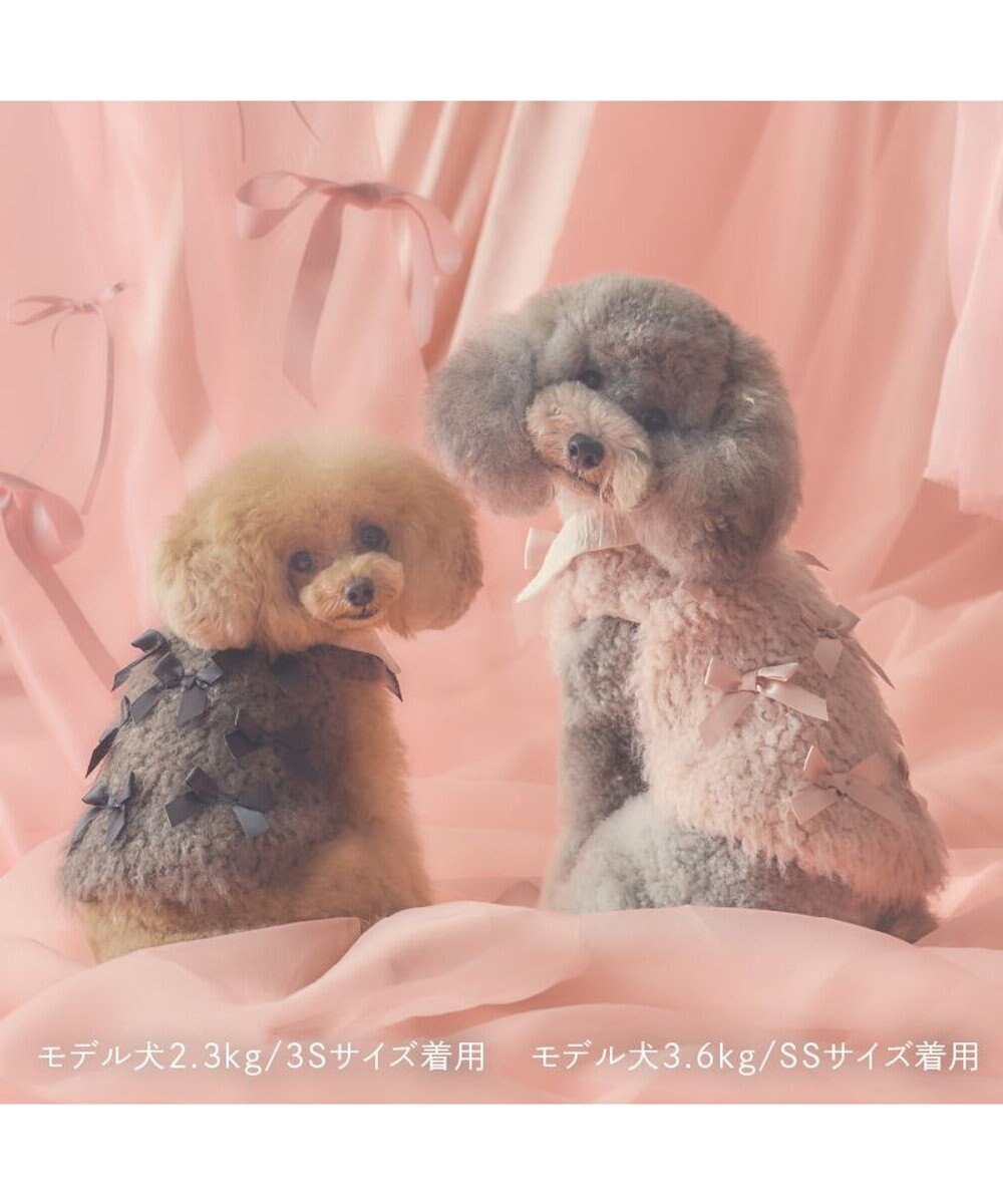 cherircouture メニーリボンファーベスト 《グレー》 小型犬, グレー, ３Ｓ