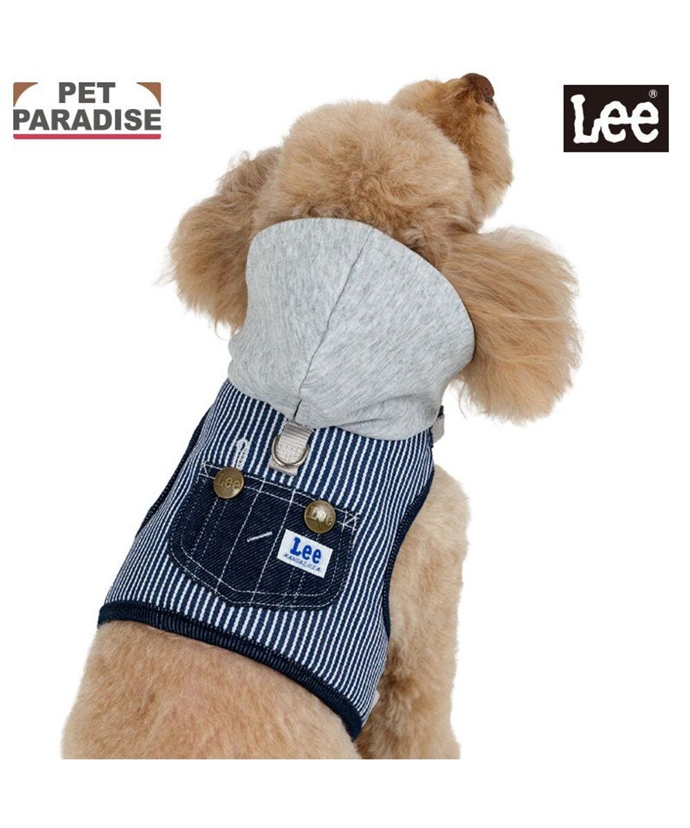 PET PARADISE Lee フード付ハーネス 《ヒッコリー》 ＳＳ ネイビー×ホワイト