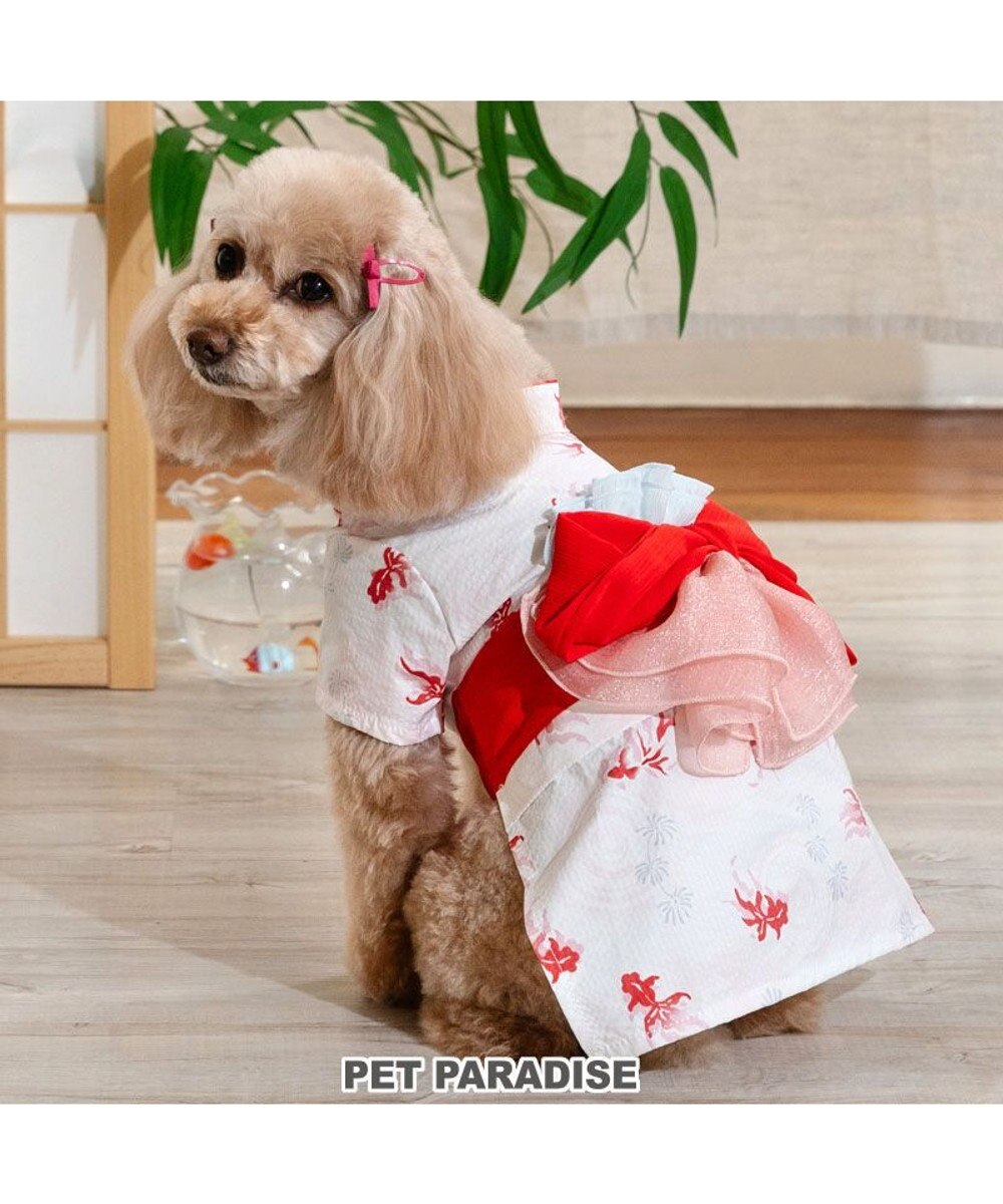 PET PARADISE ペットパラダイス 浴衣 《遊泳金魚》 小型犬 ホワイト×レッド