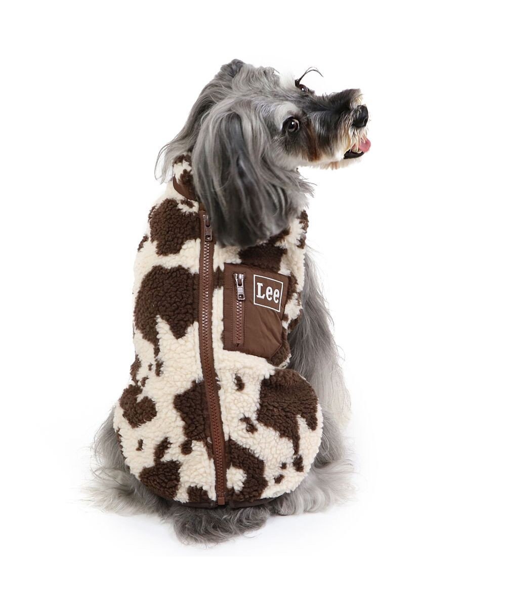 PET PARADISE  Lee 背開き ボア ベスト 牛柄 《ブラウン》 小型犬