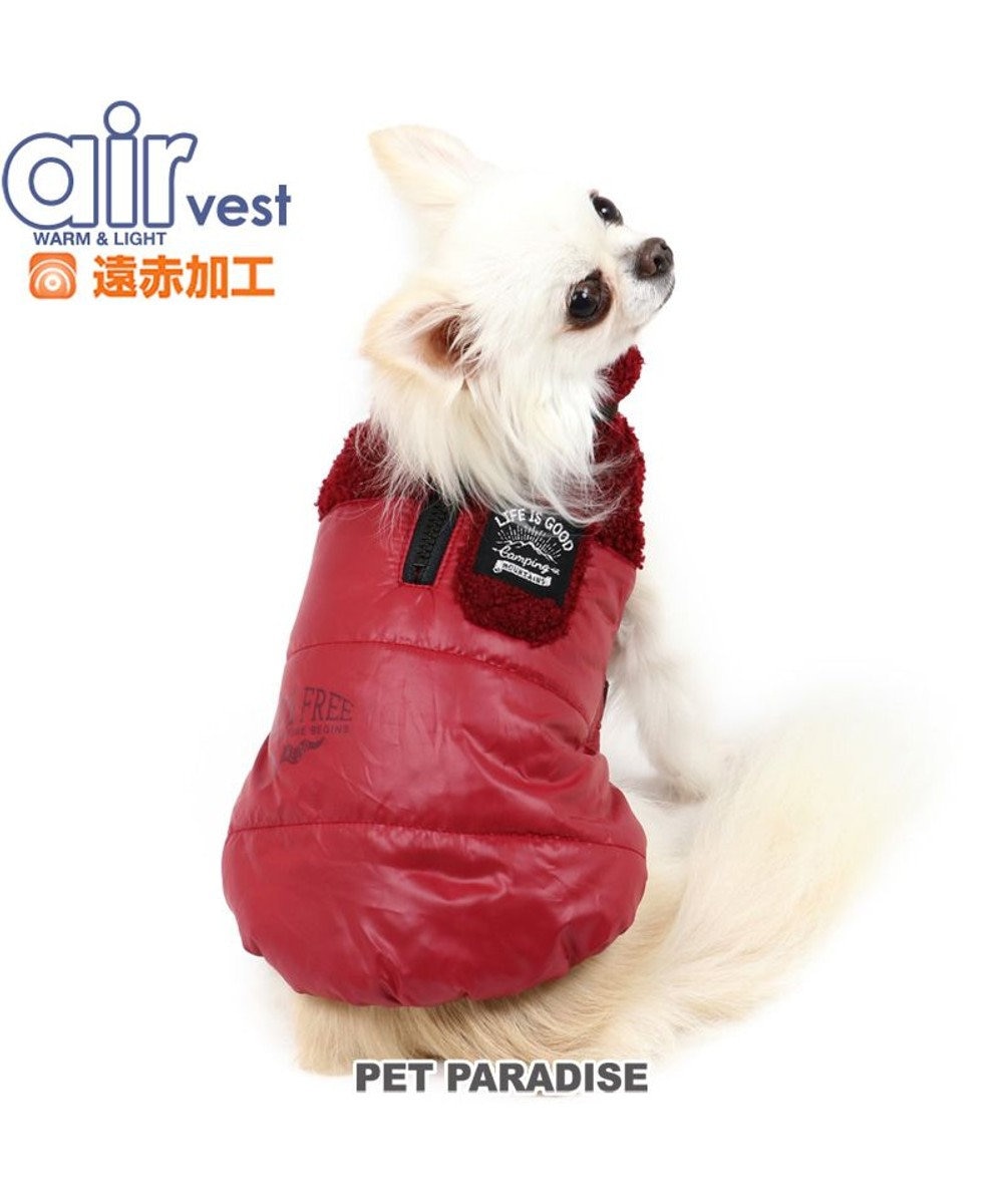 PET PARADISE 犬 服  遠赤外線 エアベスト 〔小型犬〕 切り替え 赤 ドッグウエア ドッグウエア いぬ イヌ おしゃれ かわいい 軽い あたたか 洗える暖かい 赤