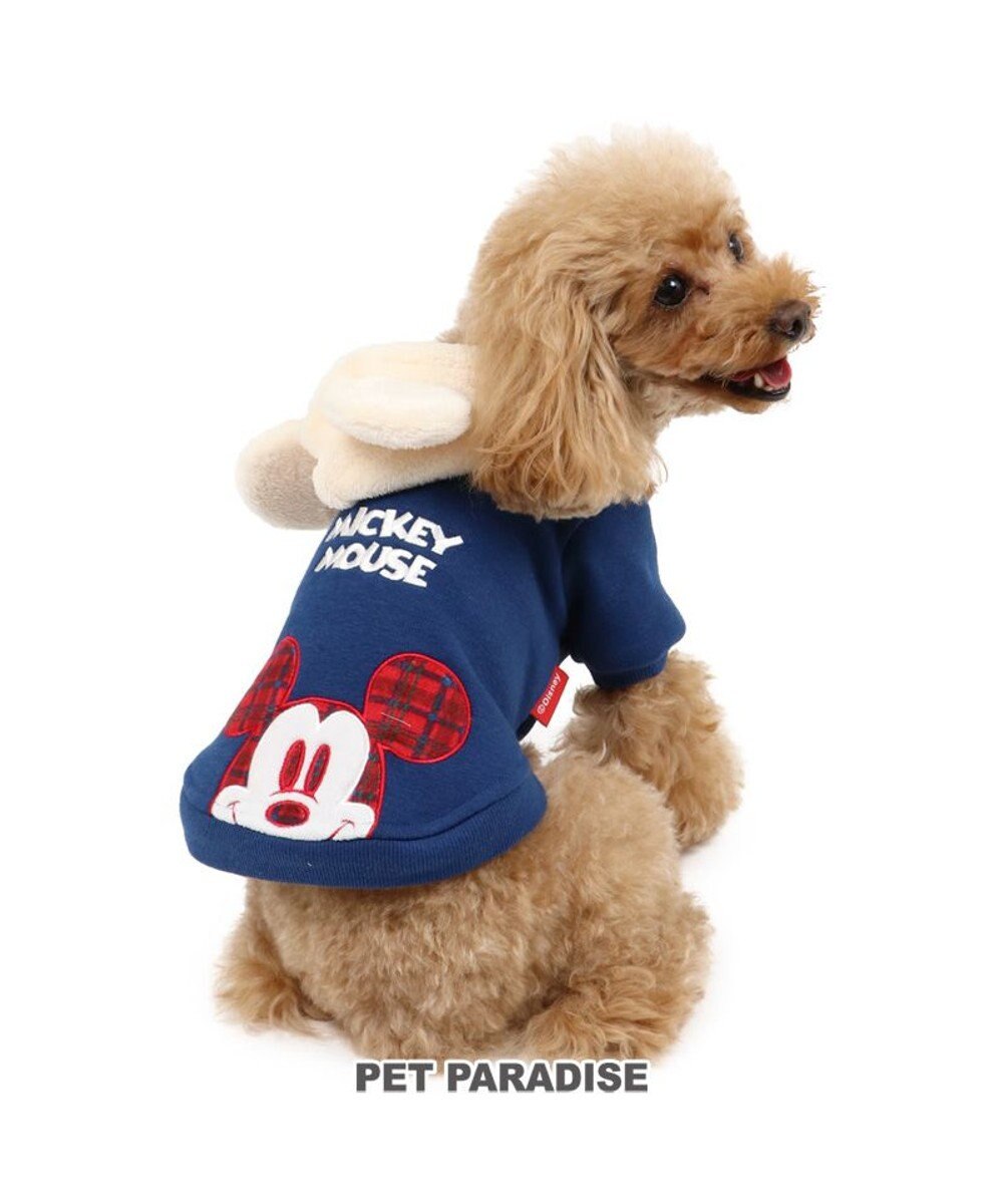 PET PARADISE 犬 服  ディズニー ミッキーマウス パーカー 〔小型犬〕 チェック耳付 犬服 犬の服 犬 服 ペットウエア ペットウェア ドッグウエア ドッグウェア ベビー 超小型犬 小型犬暖かい 紺（ネイビー・インディゴ）