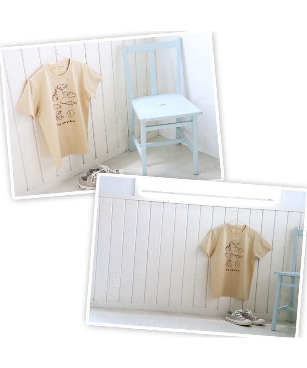 しろたん Tシャツ 半袖 《KANAWAN柄》 ベージュ色 S/M/L/XL