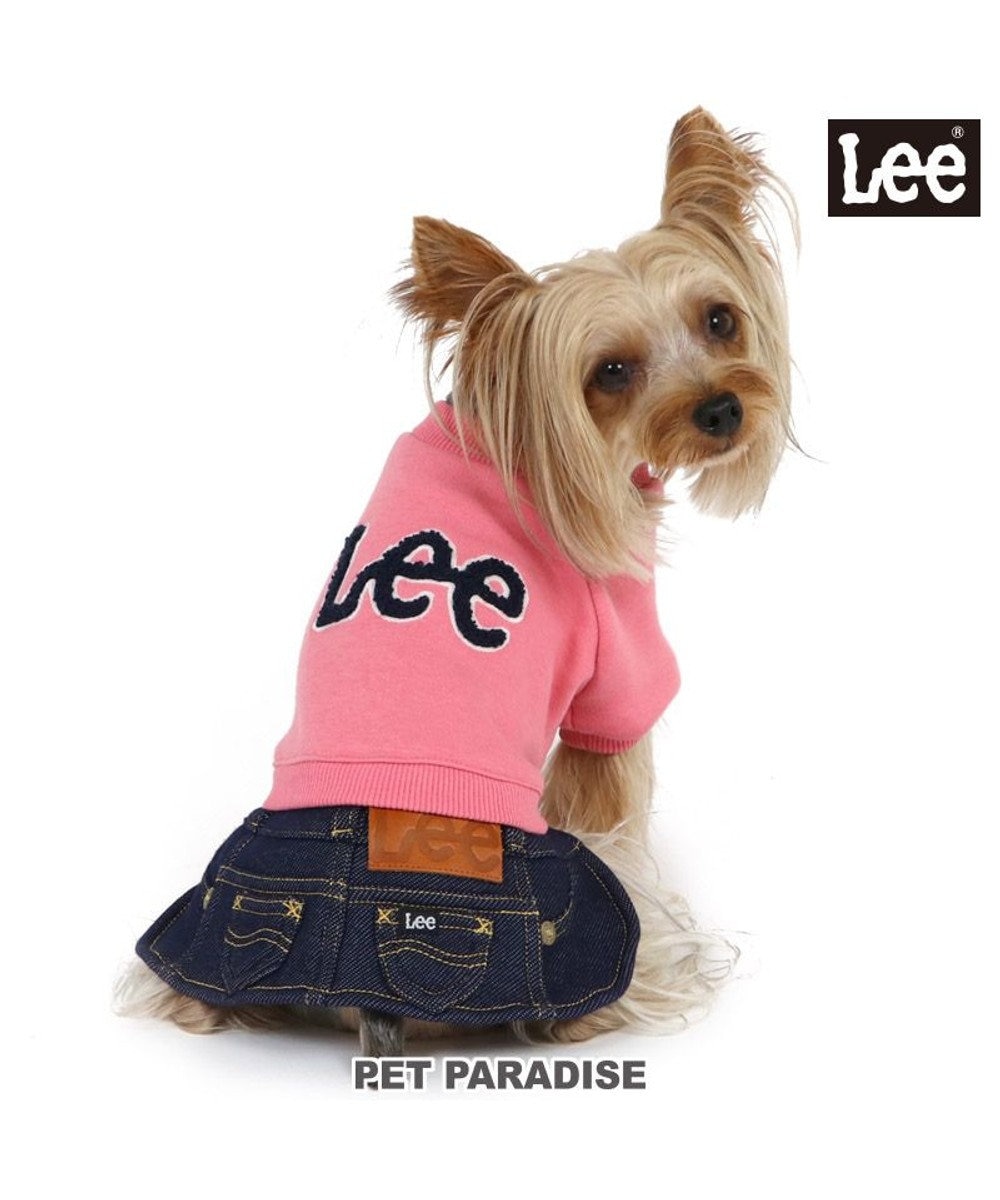 PET PARADISE 犬 服 Ｌｅｅ スカートつなぎ 【小型犬】 デニム ロゴ刺繍 ピンク（濃）