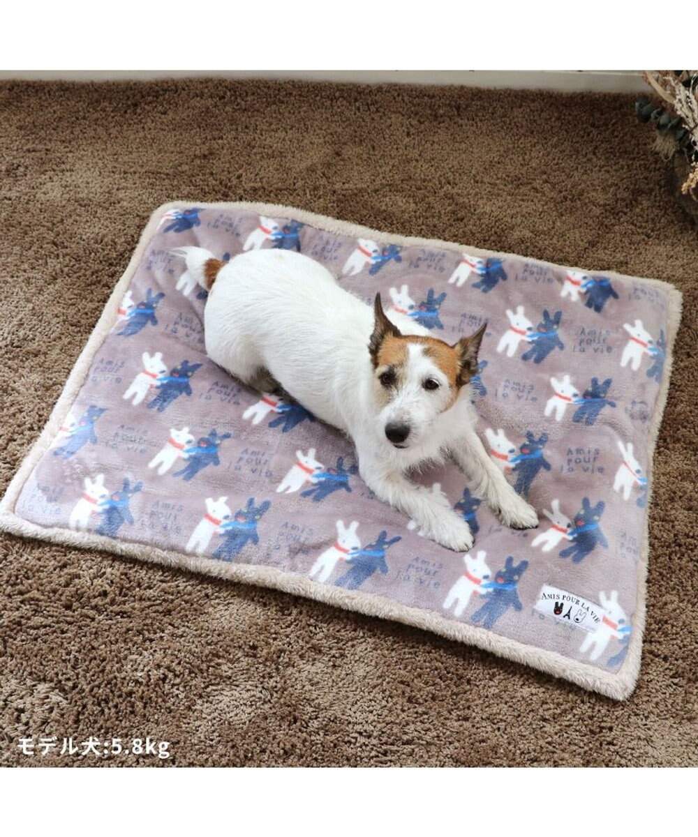 PET PARADISE リサとガスパール 遠赤外線 ボアマット 《 であい柄 》 (80×60cm)