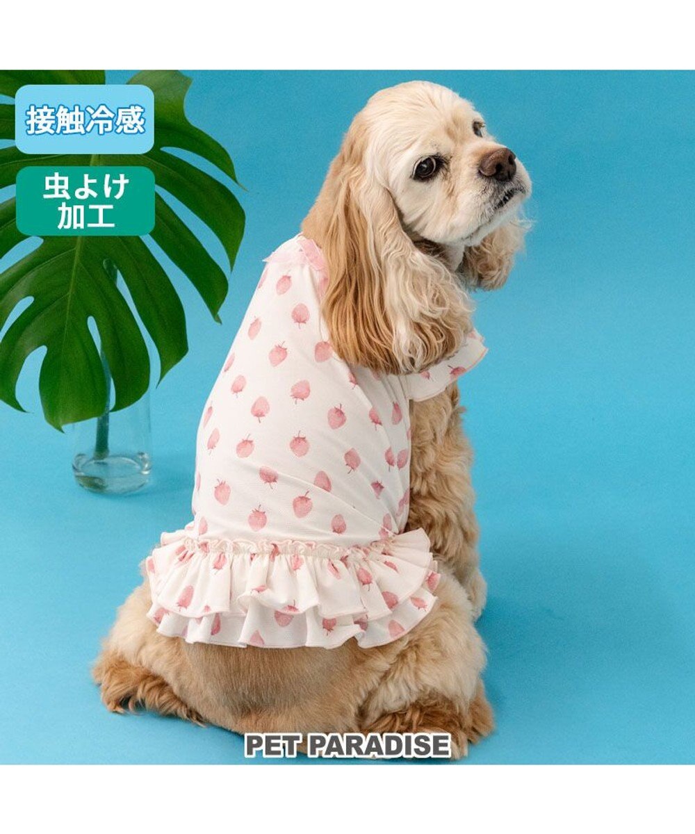 PET PARADISE ペットパラダイス タッチワンクールプラス Tシャツ 《いちご》 中型犬 大型犬 ホワイト×ピンク