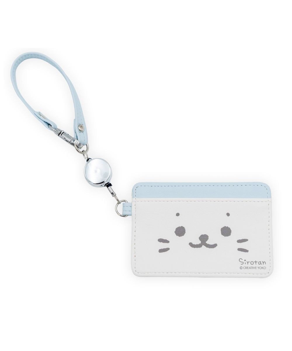Mother garden しろたん リール付きパスケース 《顔ぼんブルー》 単品 