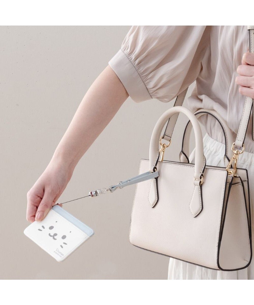 Mother garden しろたん リール付きパスケース 《顔ぼんブルー》 単品 