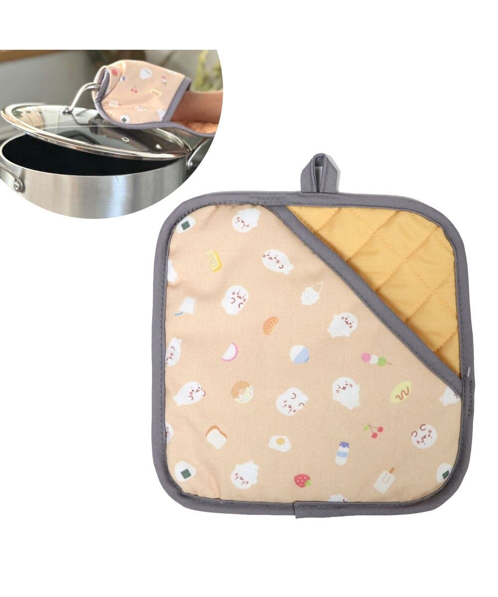 Mother garden しろたん 鍋つかみになる鍋敷き 《食いしん坊柄》 20×20cm 