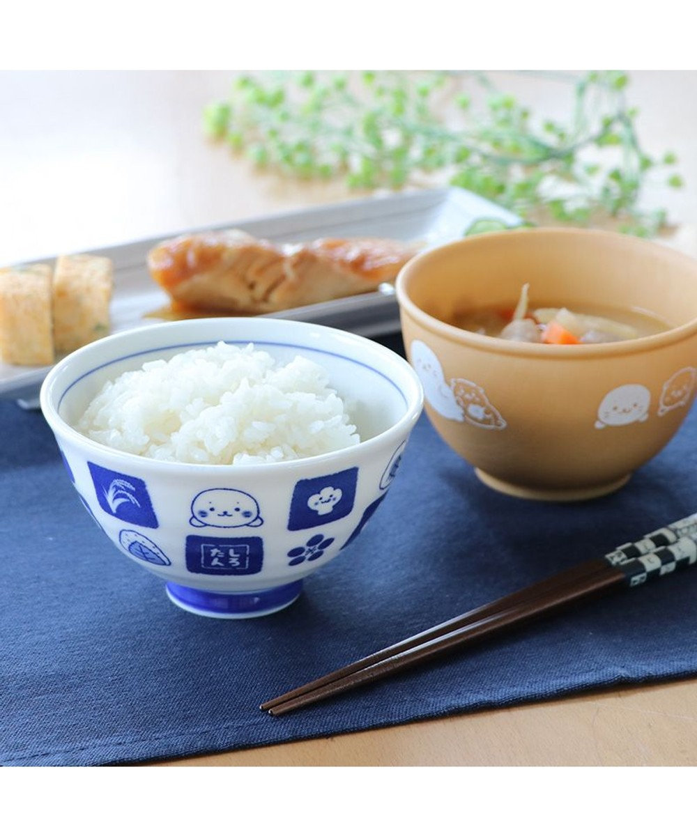 Mother garden しろたん ごはん粒がくっつきにくい ご飯茶碗 《大盛》 《顔ぼん柄/しろたん&らっこいぬ柄》 単品