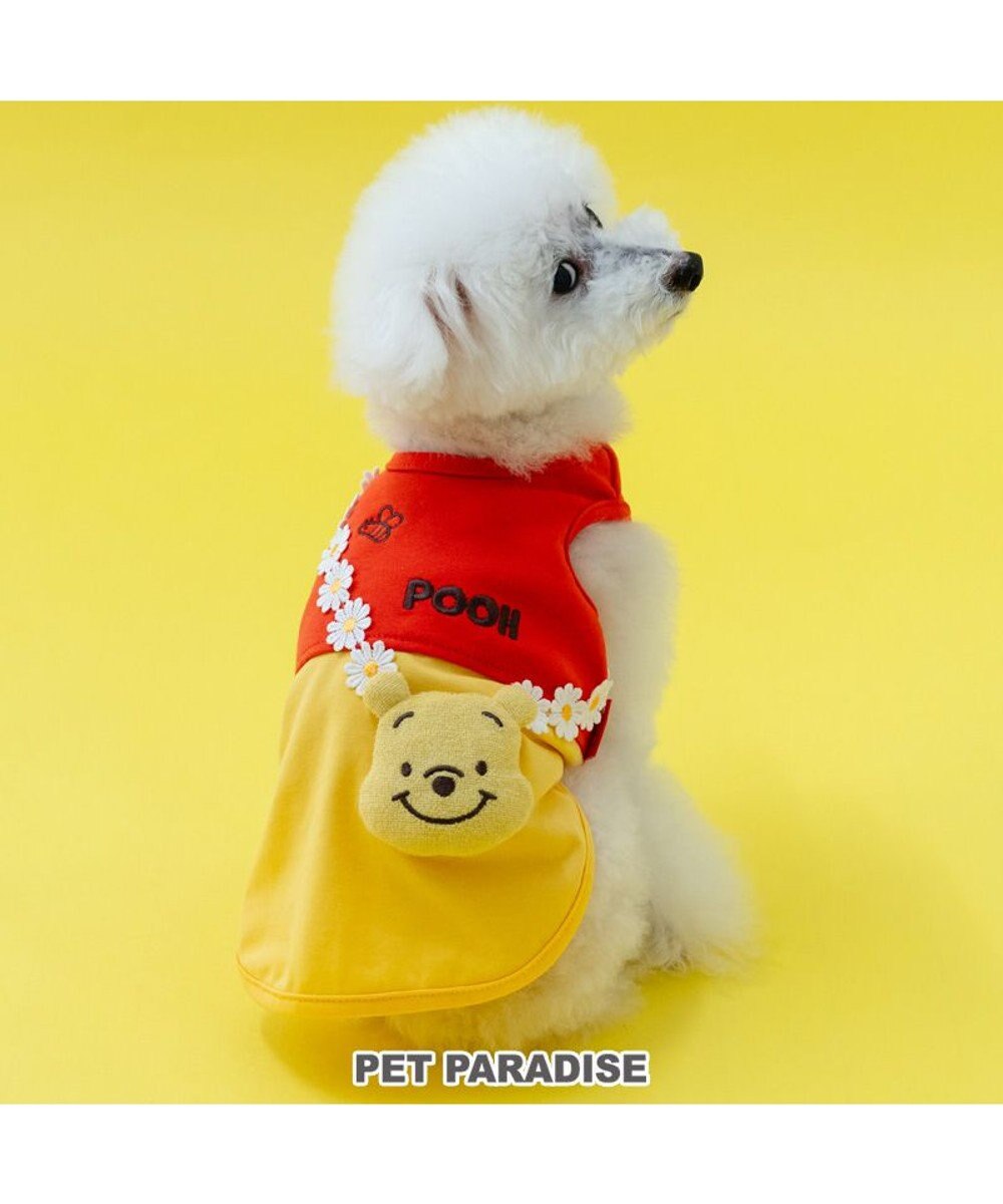 PET PARADISE ディズニー くまのプーさん タンクトップ 《お花ストラップ》 小型犬 イエロー×レッド