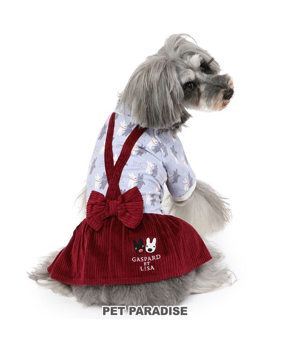 PET PARADISE リサとガスパール リボン つなぎスカート 《であい柄》 小型犬 レッド