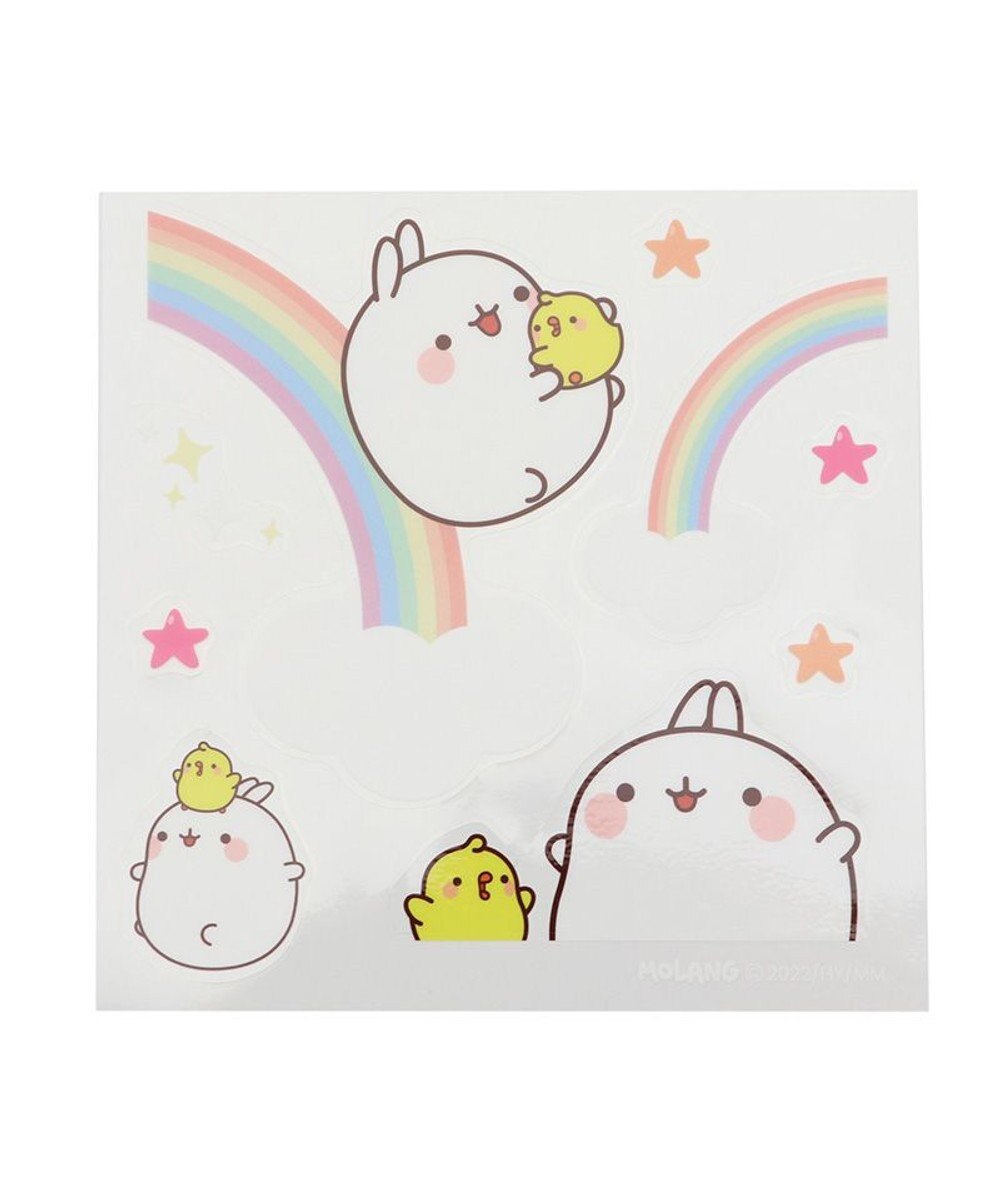 マザーガーデン MOLANG モラン 防水・UV加工 どこでもステッカー ≪レインボー柄≫ 単品 ステッカー かわいい キャラクター カー用品  防水加工 ＵＶ加工, -, -