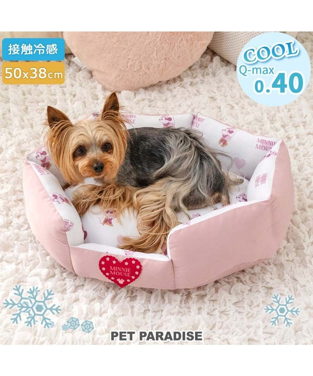 PET PARADISE ディズニー ミニーマウス クールカドラー 《ハート柄》 Ｓ ホワイト×ピンク