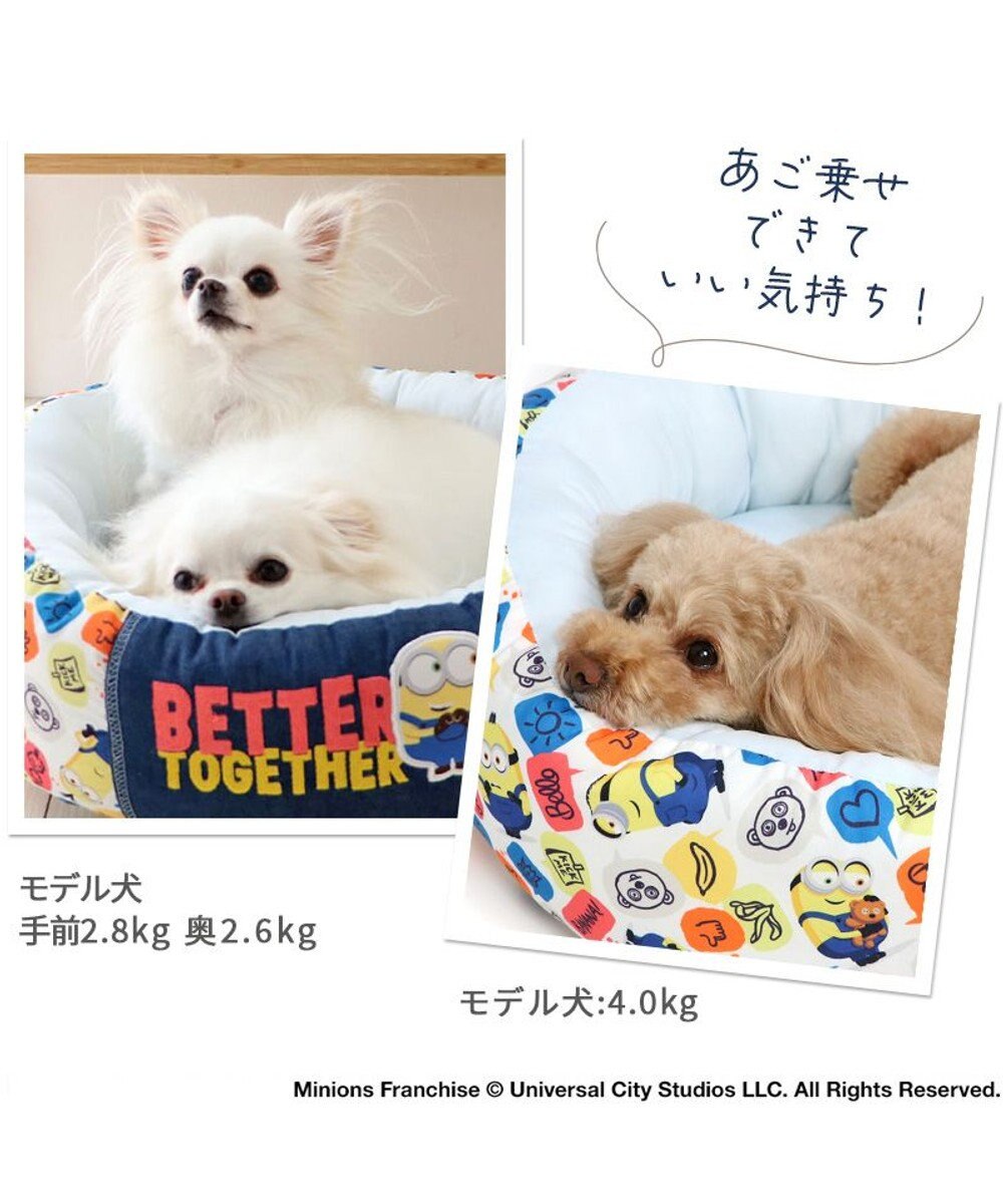 PET PARADISE ミニオン ふきだし柄 接触冷感 クール カドラーベッド《丸型》（55cm） 