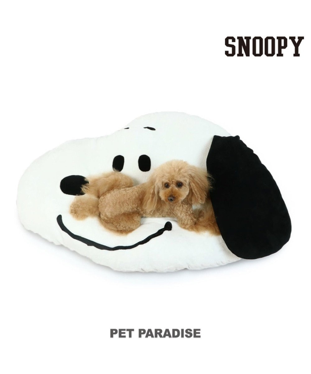 PET PARADISE ペットパラダイス スヌーピー フェイス クッション (100×69cm) 白~オフホワイト