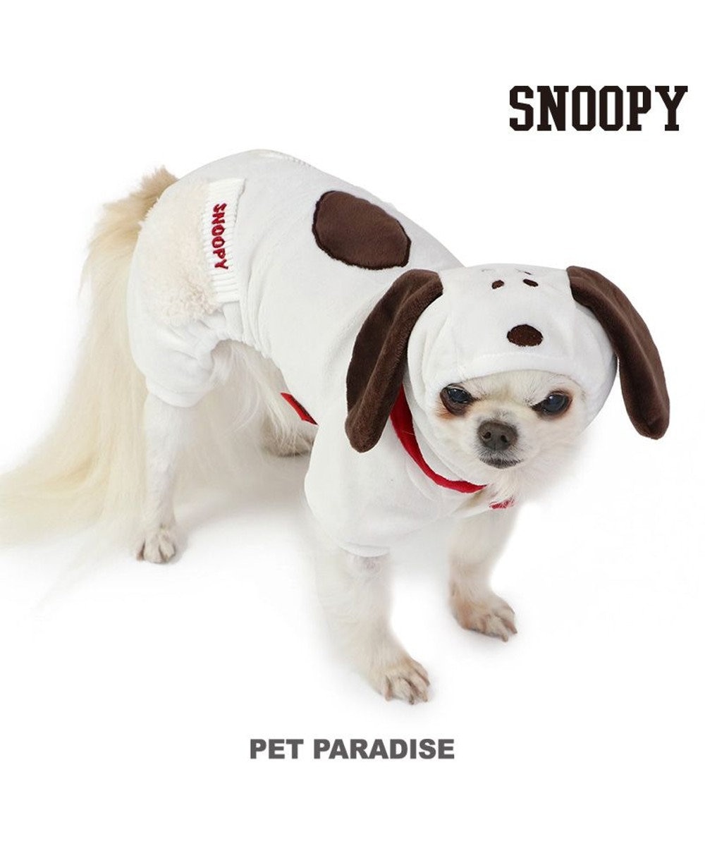 PET PARADISE スヌーピー なりきり ベロア ロンパース 【小型犬】 白~オフホワイト