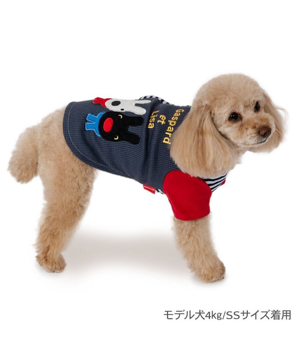 【DENIM ROSE】完売品✿小型犬用プードルワッペンパーカー ネイビーL リサとガスパール ワッフル 背中開き Tシャツ 小型犬 / PET