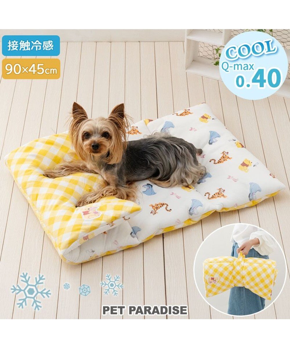 PET PARADISE ディズニー くまのプーさん クールロールマット ホワイト×イエロー