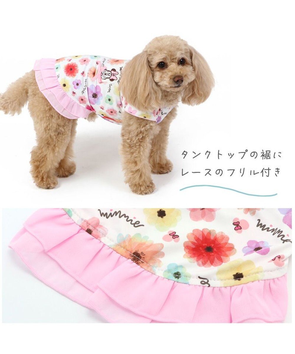 犬の服 春夏 ひんやり クール 接触冷感 虫よけ ディズニー ミニーマウス 花柄 タンクトップ 【小型犬】, ピンク（淡）, ４Ｓ