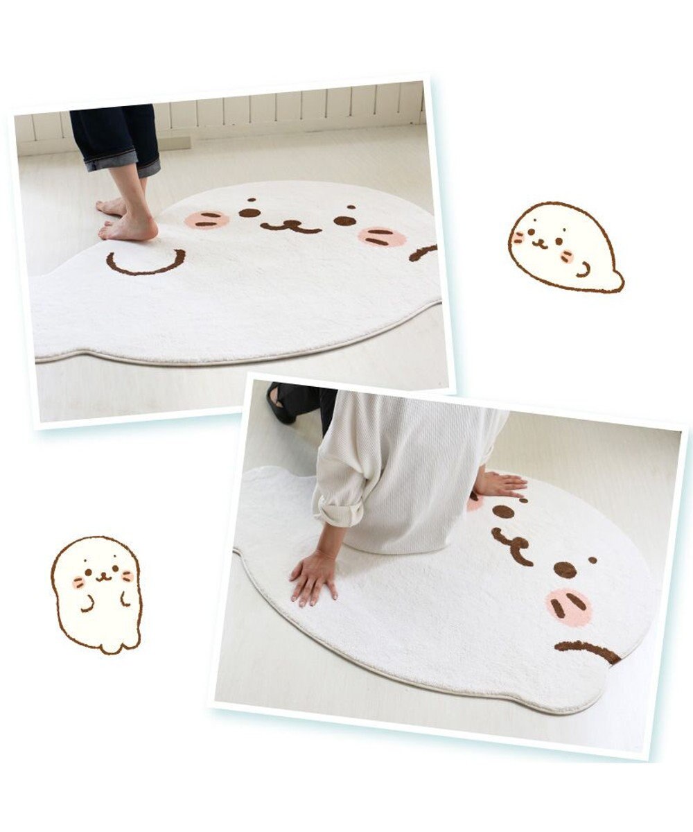 Mother garden しろたん ダイカット フロアラグ Lサイズ 100×130cm 