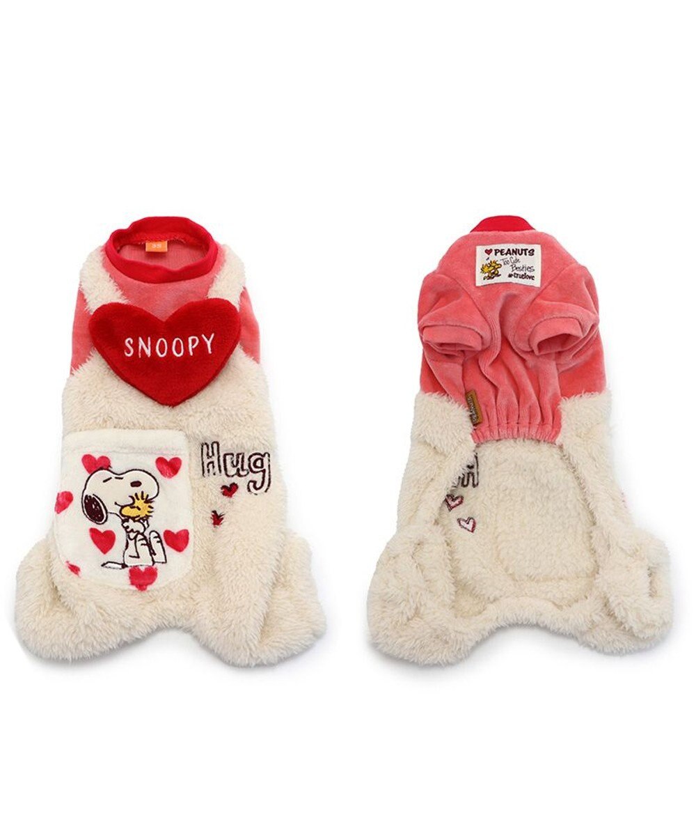 PET PARADISE スヌーピー ポケット付きつなぎ 《ハート柄》 小型犬 