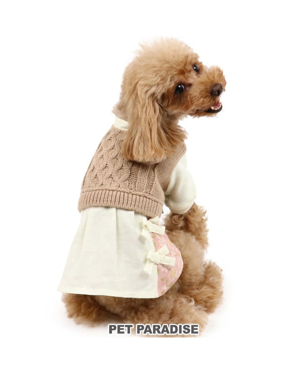 PET PARADISE 犬 服 ニット ワンピース 〔小型犬〕 白×茶 | 犬服 犬の服 犬 服 ペットウエア ペットウェア ドッグウエア ドッグウェア ベビー 超小型犬 小型犬 白~オフホワイト