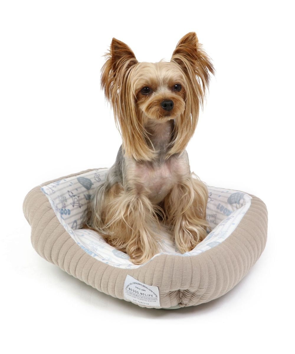 PET PARADISE 犬 ベッド キルト カドラーベッド (57×45cm) 《グレージュ/ ピンク /ホワイト》 グレージュ