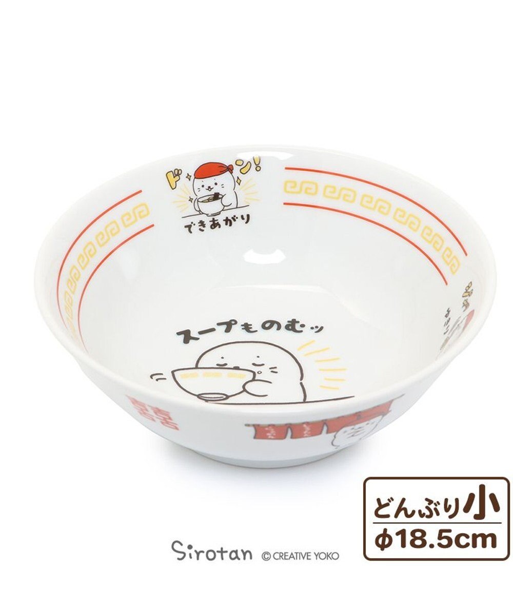 Mother garden しろたん 中華食器 ラーメンどんぶり 《スープものむッ柄》径18.5cm 小 単品 日本製 磁器あざらし アザラシ グッズ かわいい キャラクター ラーメン鉢 丼ぶり 食器 ラーメン マザーガーデン -