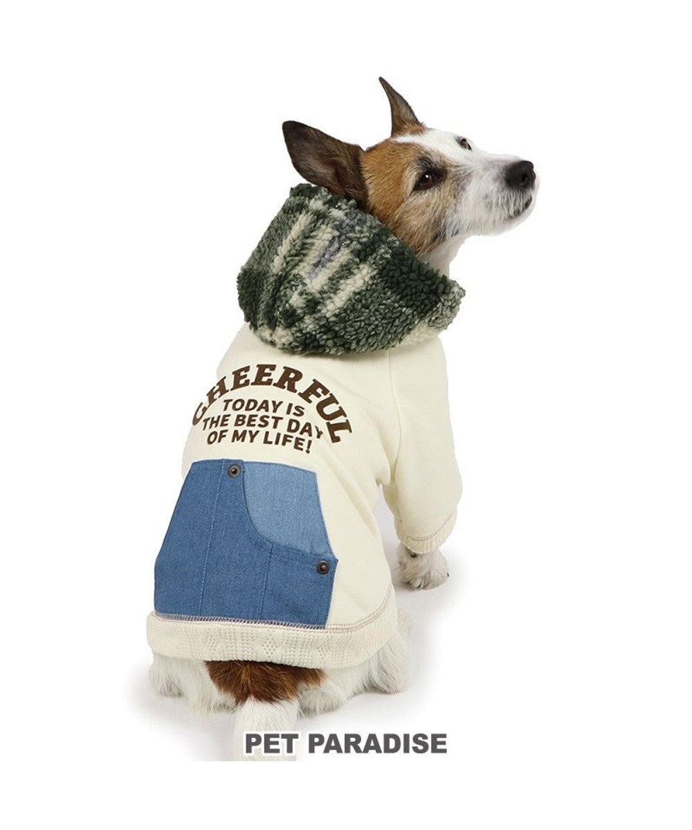 PET PARADISE ペットパラダイス ポケット付きトレーナー 《デニムチェック柄》 小型犬 ホワイト