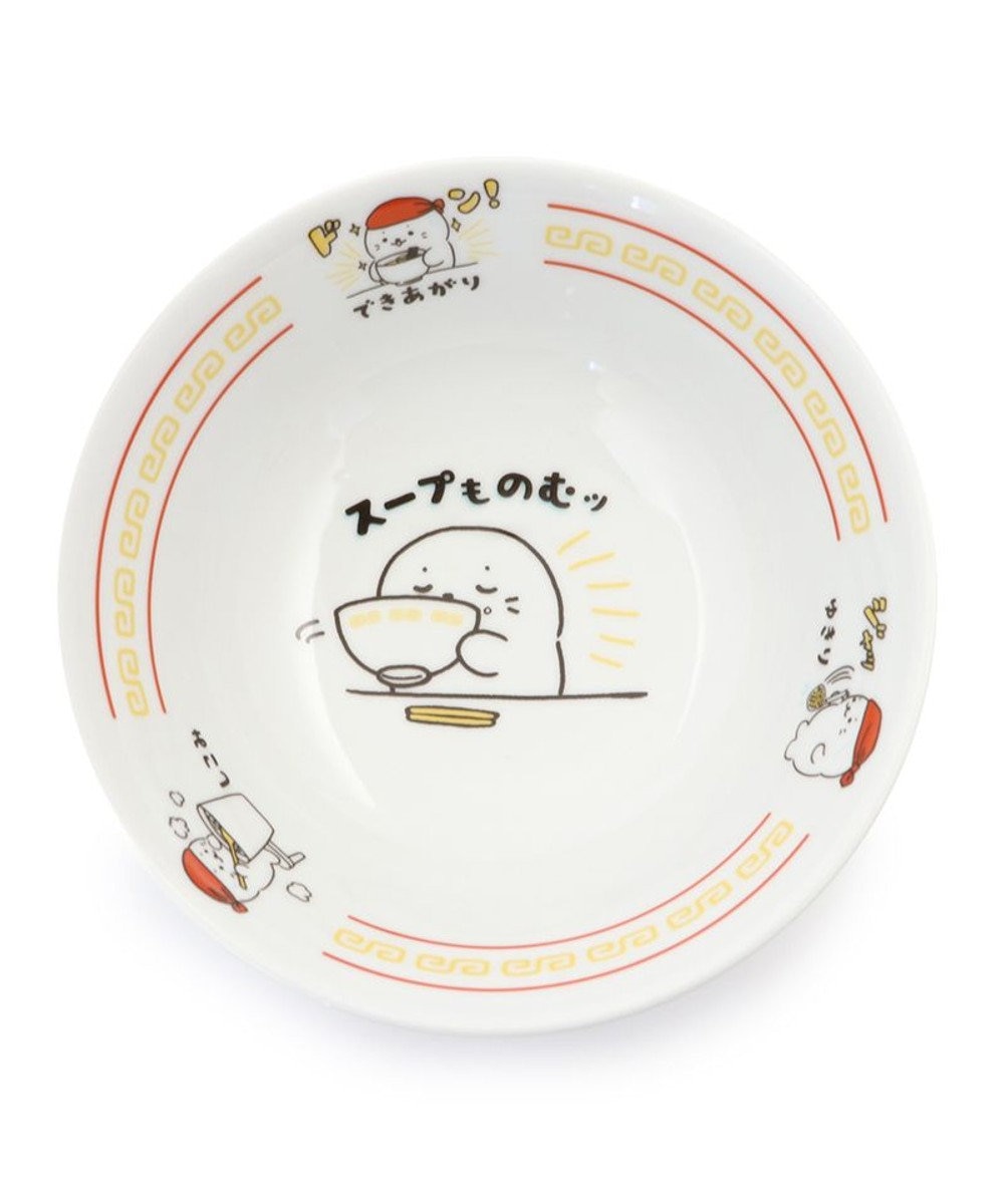 しろたん 中華食器 ラーメンどんぶり 《スープものむッ柄》径18.5cm 小 単品 日本製 磁器あざらし アザラシ グッズ かわいい キャラクター  ラーメン鉢 丼ぶり 食器 ラーメン マザーガーデン, -, -