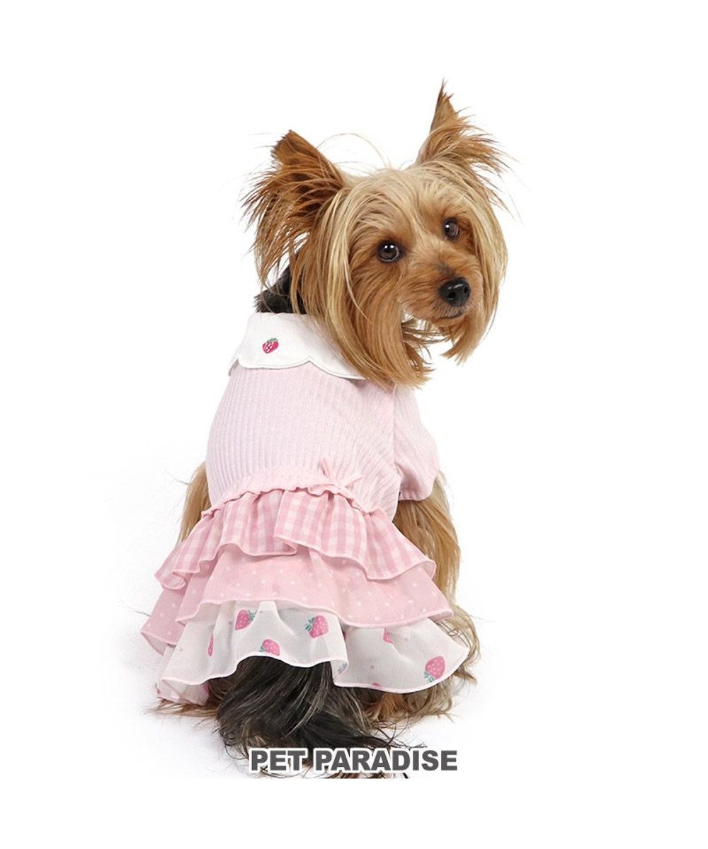 PET PARADISE ペットパラダイス 苺刺繍 ワンピース  スカラップカラー《ピンク》 小型犬 ピンク