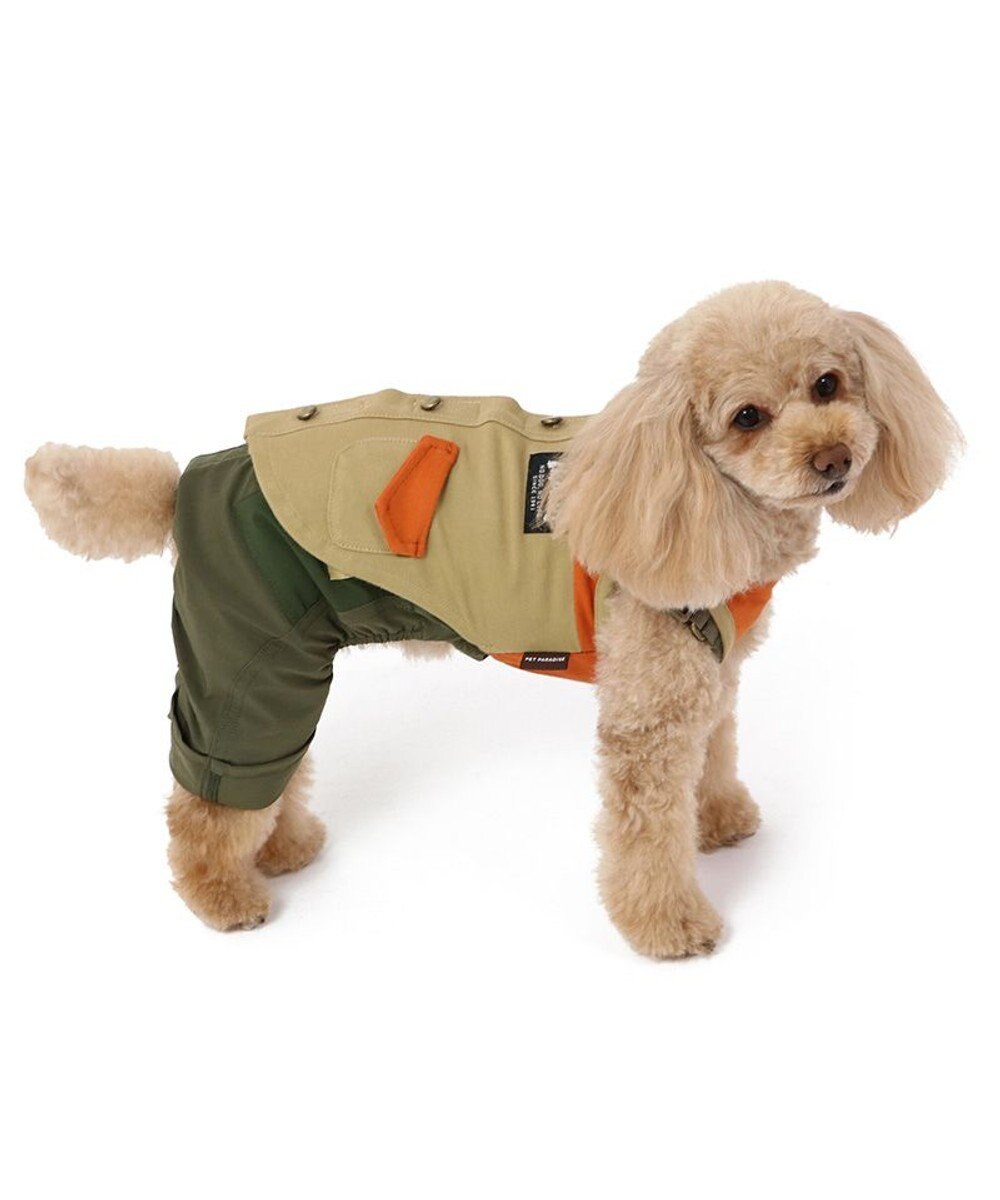 PET PARADISE ペットパラダイス オーバーオール ミリタリ カーキ 【小型犬】 