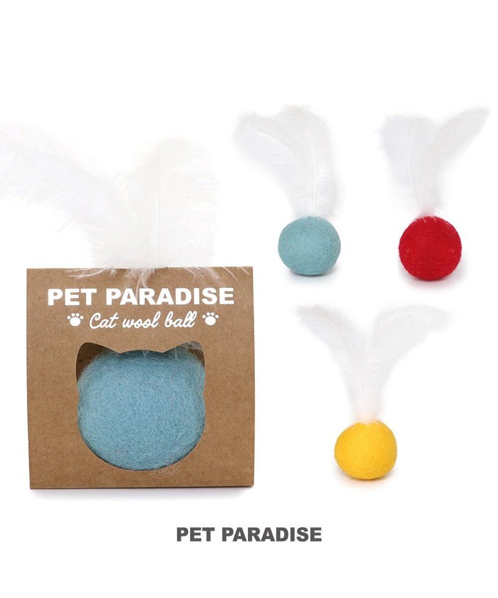 PET PARADISE ペットパラダイス 猫 羊毛ボール 羽付き 【単品】 