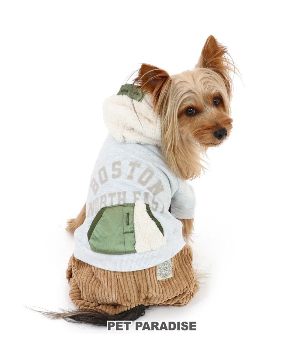 PET PARADISE 犬 服 パンツつなぎ 【小型犬】 ボア フード付き 黒 茶 茶系