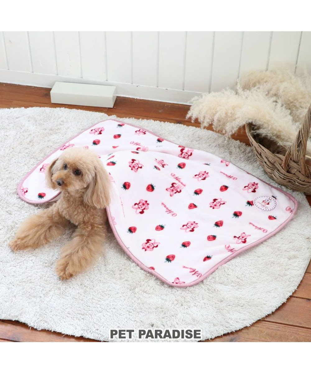 PET PARADISE 犬 毛布 ディズニー ミニーマウス ブランケット (90×60cm) 苺柄 ピンク（淡）